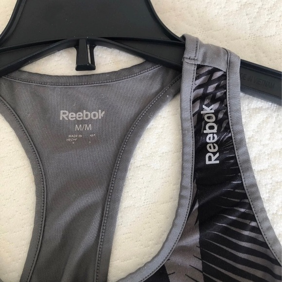 Grey and black patterned rebook athletic top. - Picture 3 of 3